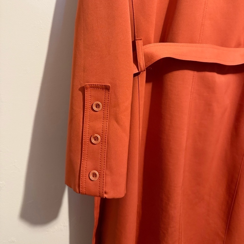 Stunning Vintage Forecaster of Boston Belted Trench Coat Burnt Orange Size 14 - Picture 12 of 16